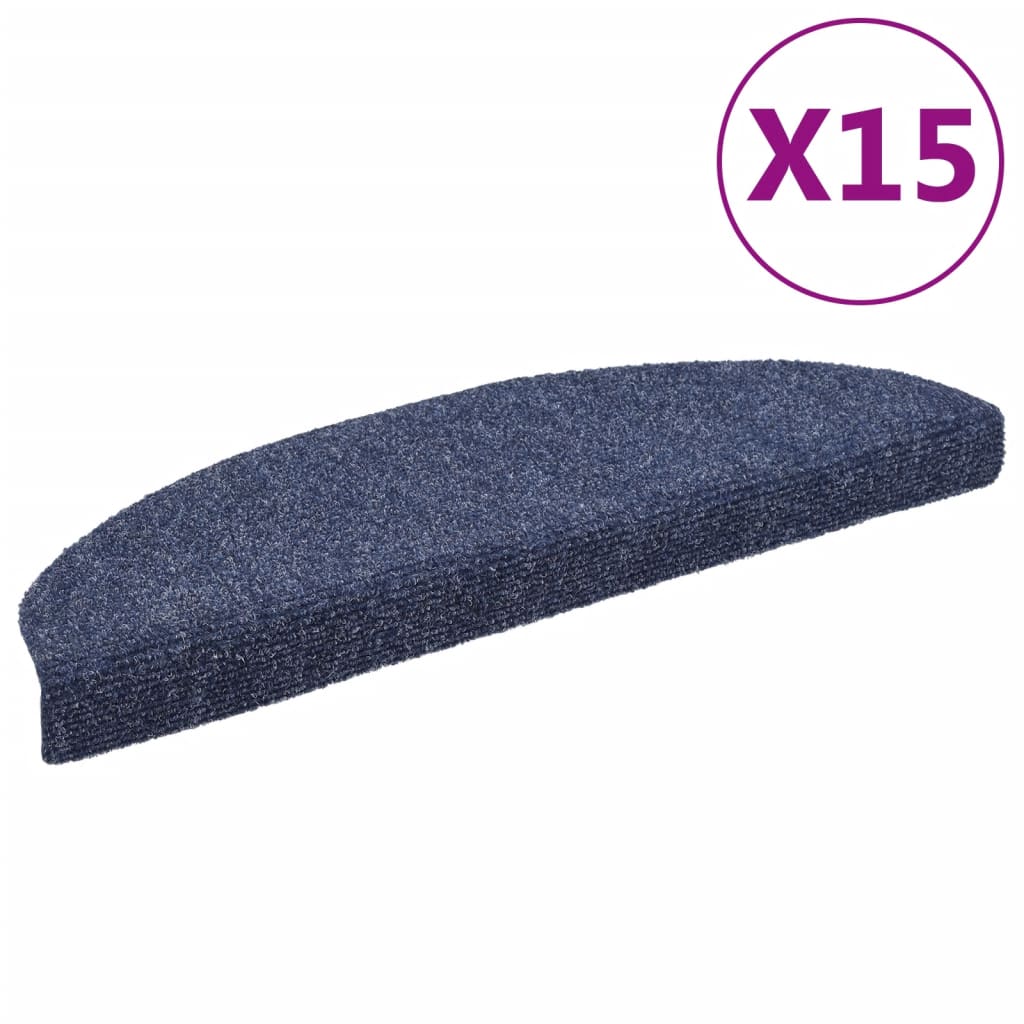 Vidaxl trapmatten zelfklevend 15 stuks 65x21x4 cm blauw halfrond groot