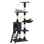 Vidaxl kattenkrabpaal met sisal krabpalen 138 cm donkerblauw