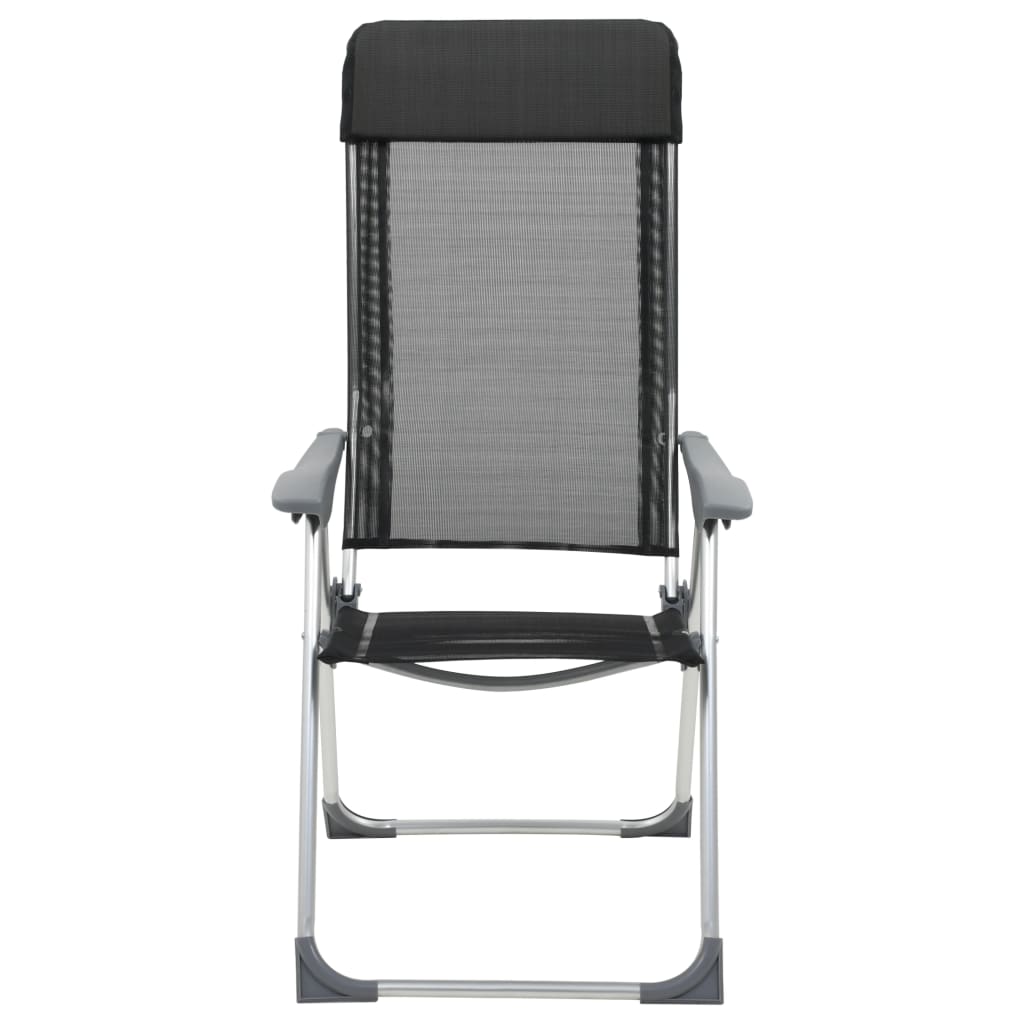 VidaXL Campingstoelen inklapbaar aluminium zwart 2 st