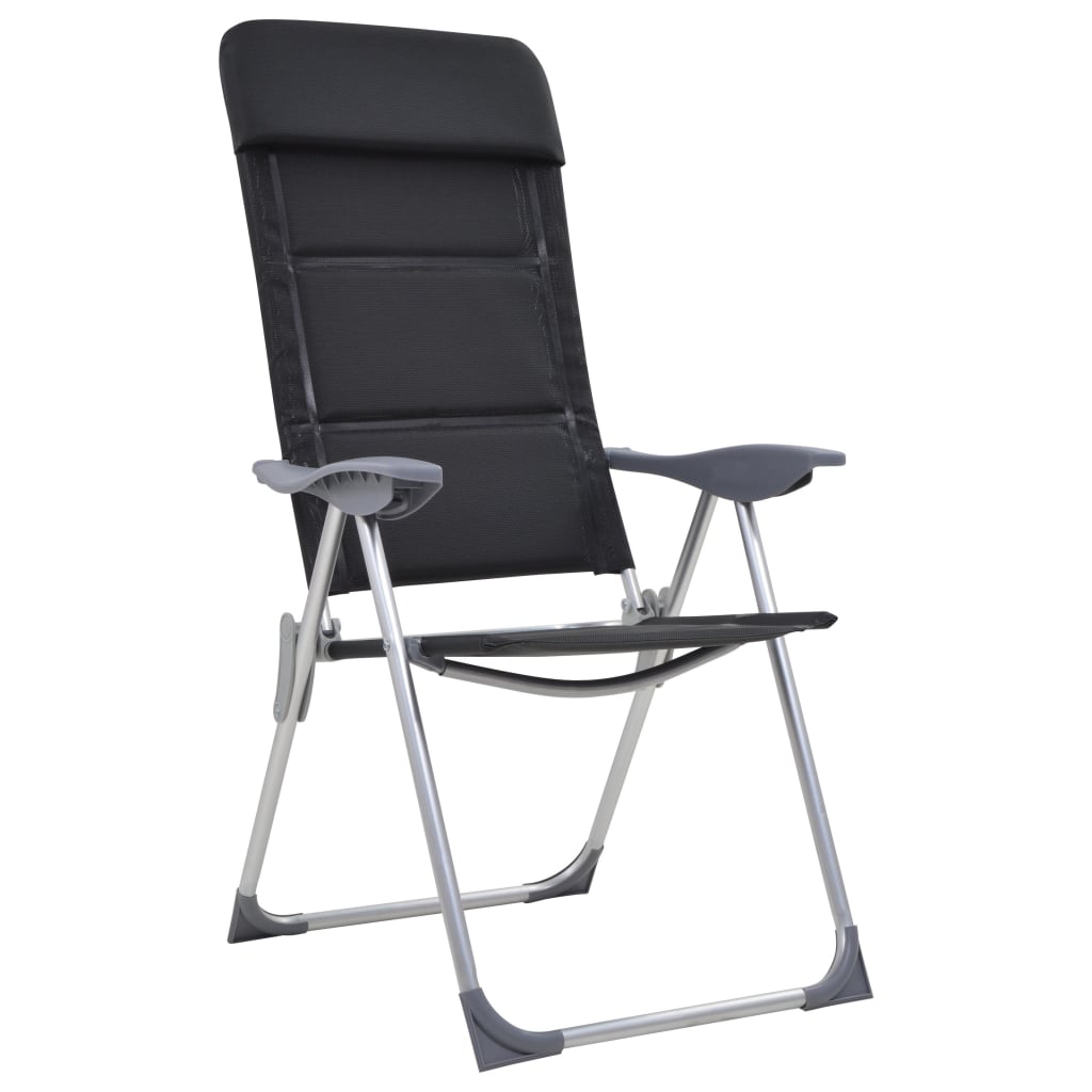VidaXL Campingstoelen 58x69x111 cm aluminium zwart 2 st