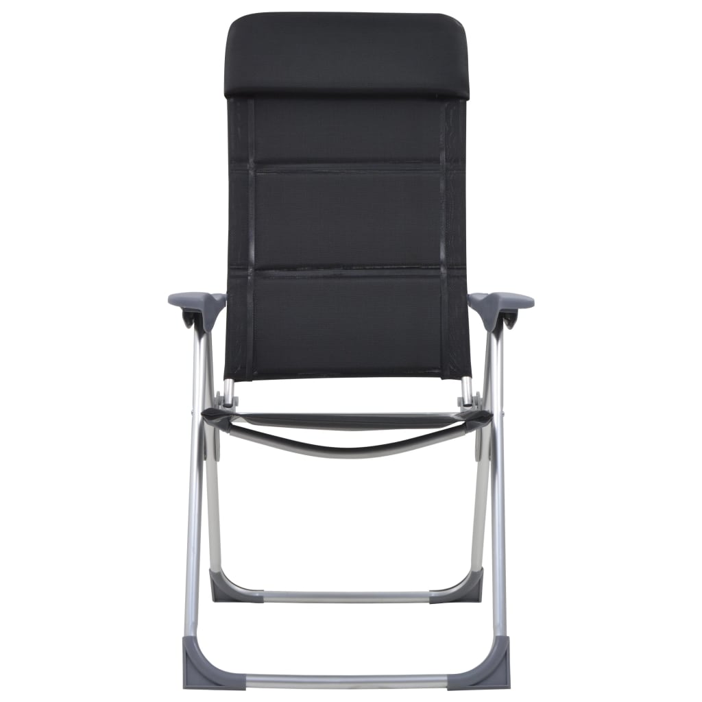 VidaXL Campingstoelen 58x69x111 cm aluminium zwart 2 st