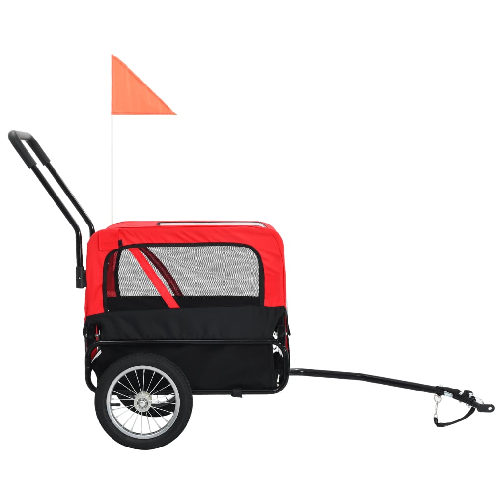 Vidaxl huisdierenfietskar en joggingbuggy 2-in-1 rood en zwart
