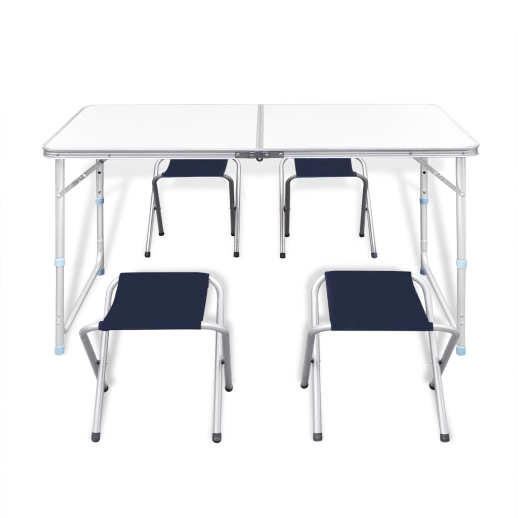 VidaXL Campingtafel inklapbaar en verstelbaar aluminium 120 x 60 cm 4 stoelen