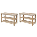 Vidaxl schoenenrekken met bank 2 st massief hout