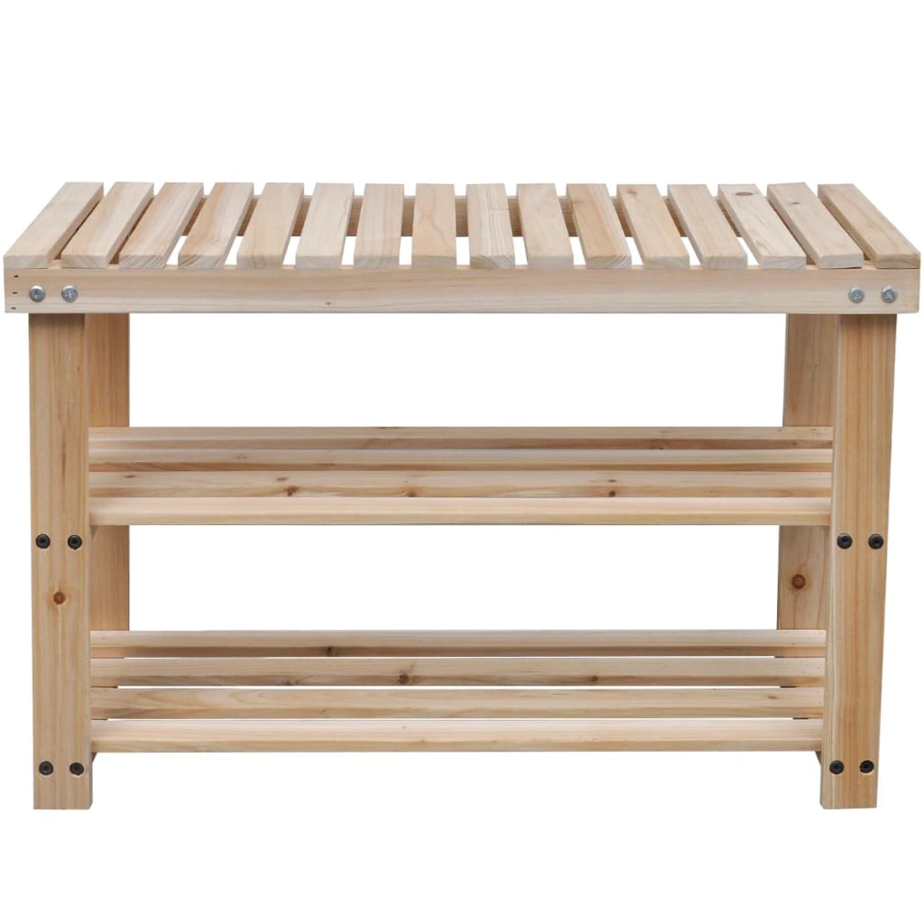 Vidaxl schoenenrekken met bank 2 st massief hout