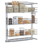 Vidaxl draadmand uittrekbaar 3-laags 47x15,5x55,5 cm zilverkleurig