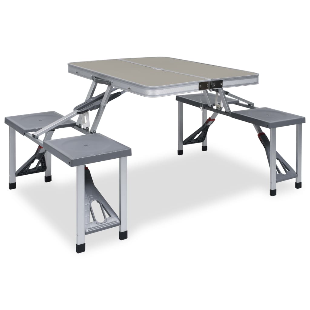 VidaXL Campingtafel inklapbaar met 4 zitjes staal en aluminium