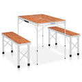 VidaXL Campingtafel inklapbaar met 2 banken aluminium bruin