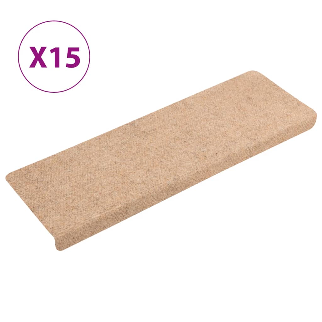 Vidaxl trapmatten zelfklevend 15 stuks 65x21x4 cm crème met rechthoekige rand