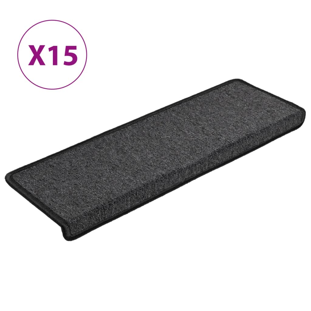 Vidaxl trapmatten 15 st 65x21x4 cm antraciet rechthoekige rand