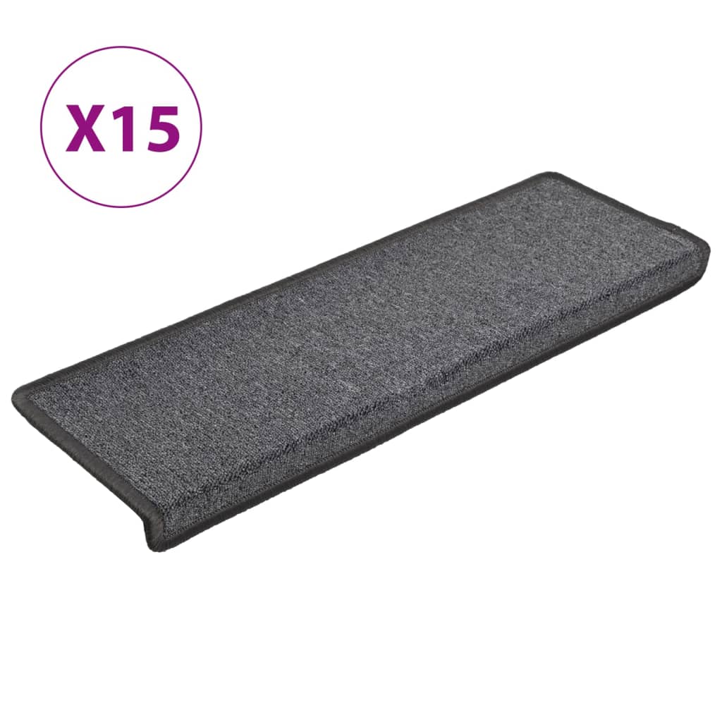 Vidaxl trapmatten 15 st 65x21x4 cm donkergrijs rechthoekige rand