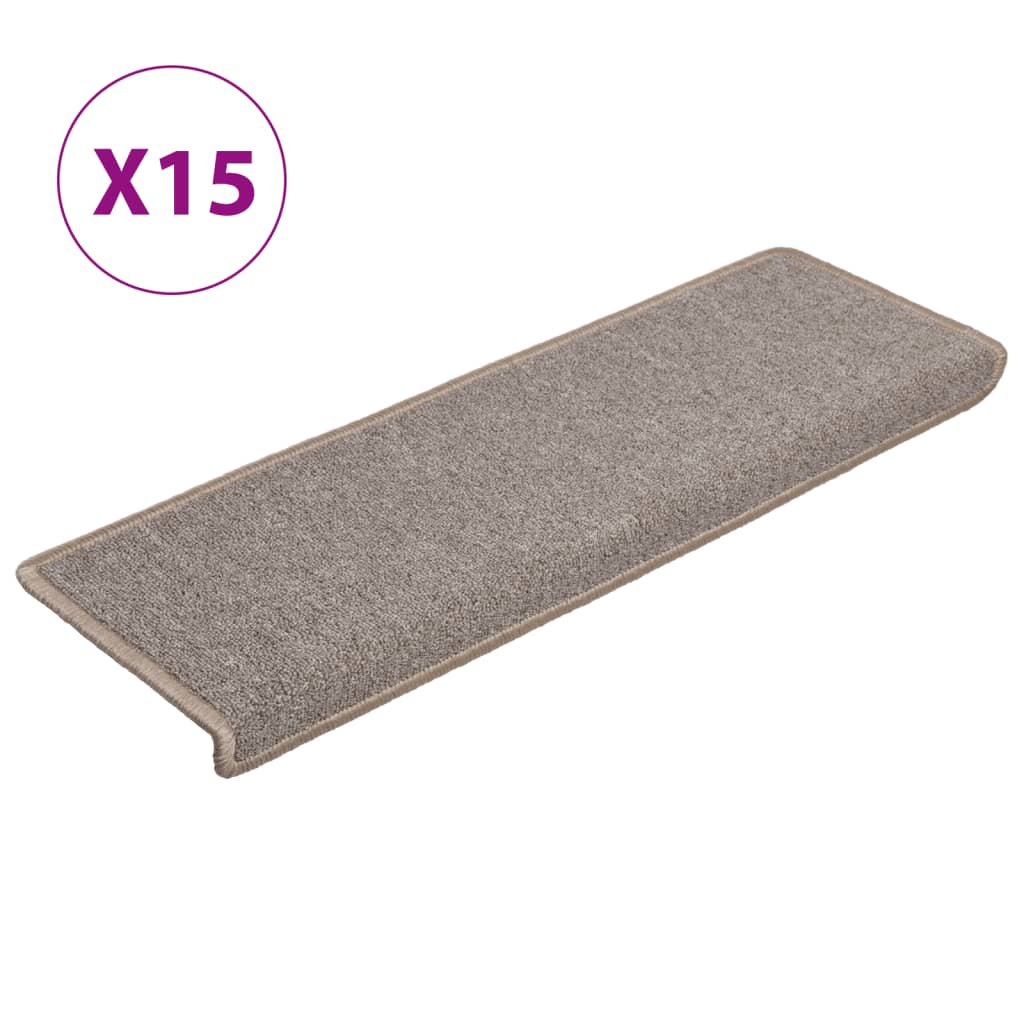Vidaxl trapmatten 15 st 65x21x4 cm lichtbruin met rechthoekige rand