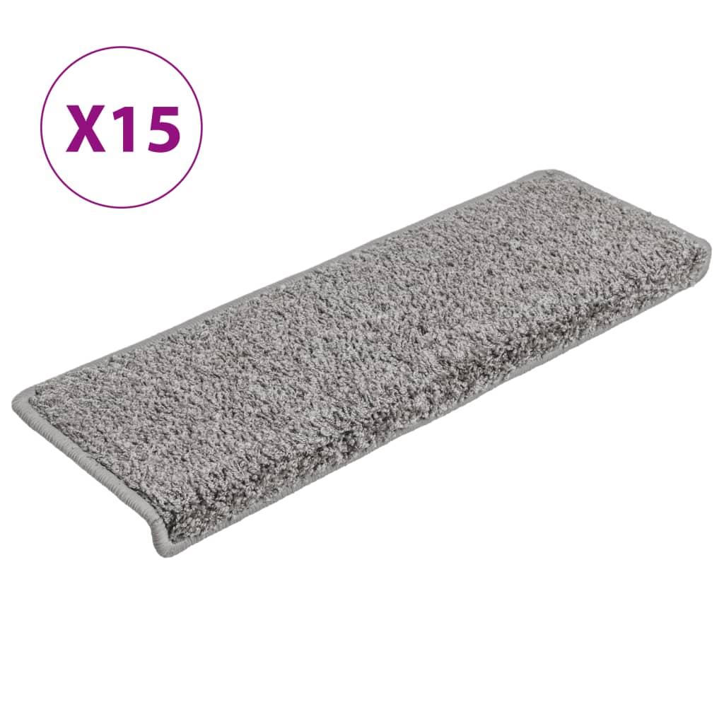 Vidaxl trapmatten 15 st 65x21x4 cm grijs rechthoekige rand