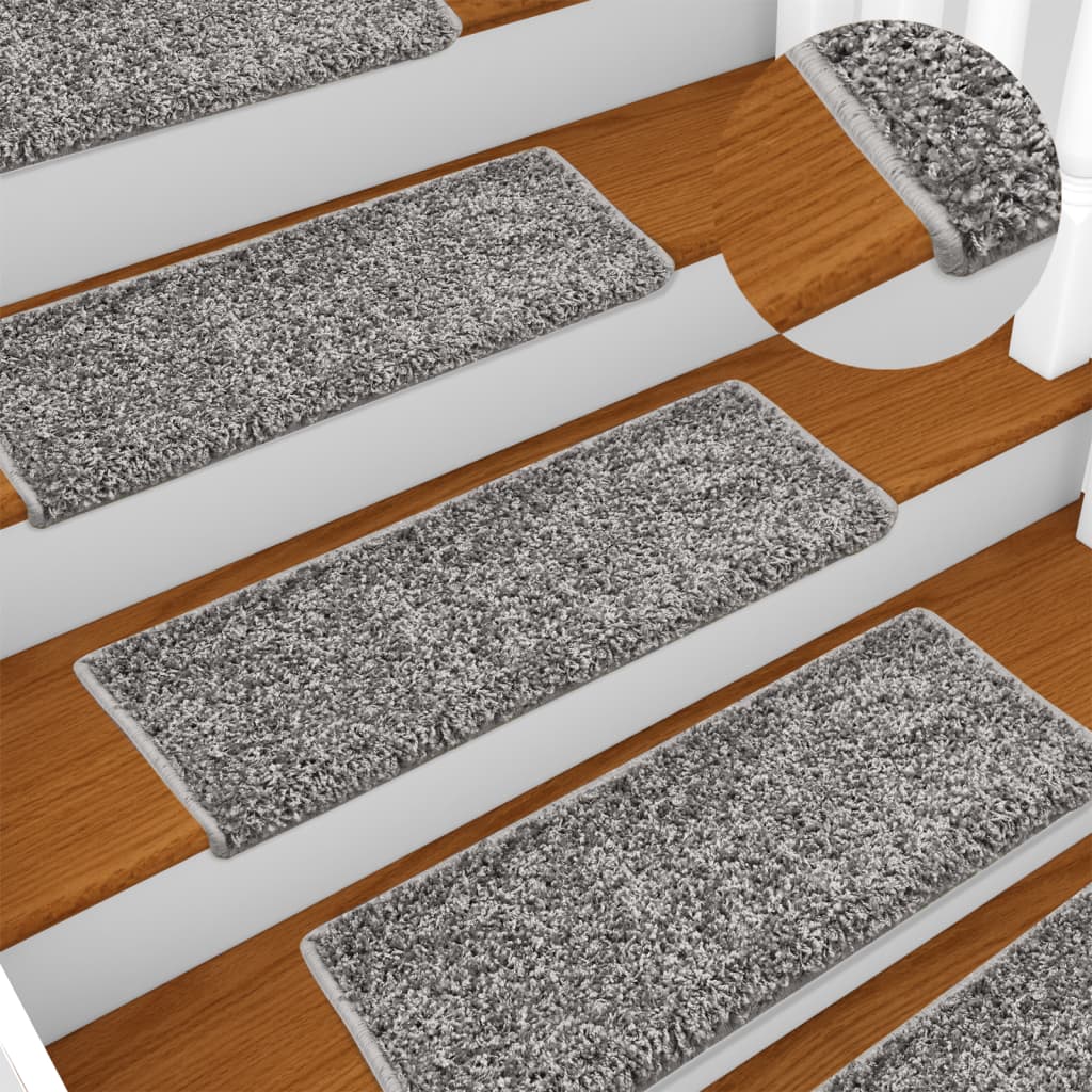 Vidaxl trapmatten 15 st 65x21x4 cm grijs rechthoekige rand