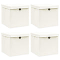 Vidaxl opbergboxen met deksel 4 st 32x32x32 cm stof wit