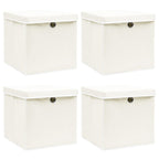 Vidaxl opbergboxen met deksel 4 st 32x32x32 cm stof wit