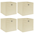 Vidaxl opbergboxen 4 st 32x32x32 cm stof crèmekleurig