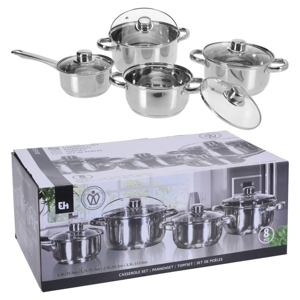 Excellent houseware pannenset 8-delig rvs