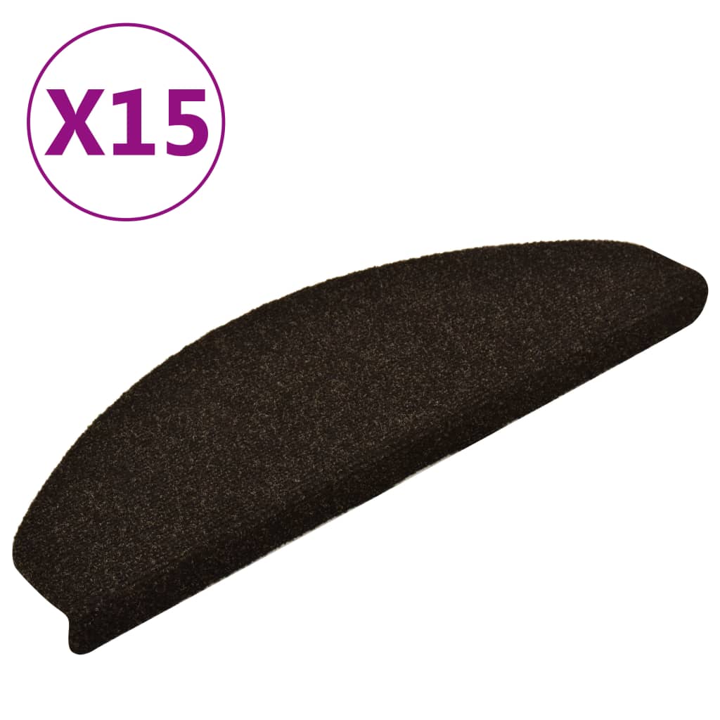 Vidaxl trapmatten zelfklevend 15 stuks 65x21x4 cm donkerbruin halfrond groot