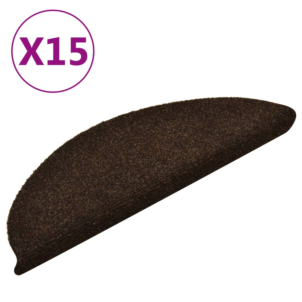 Vidaxl trapmatten zelfklevend 15 stuks 56x17x3 cm bruin halfrond