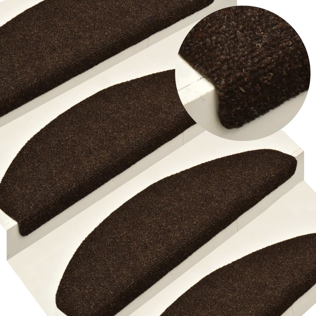 Vidaxl trapmatten zelfklevend 15 stuks 65x21x4 cm bruin halfrond groot