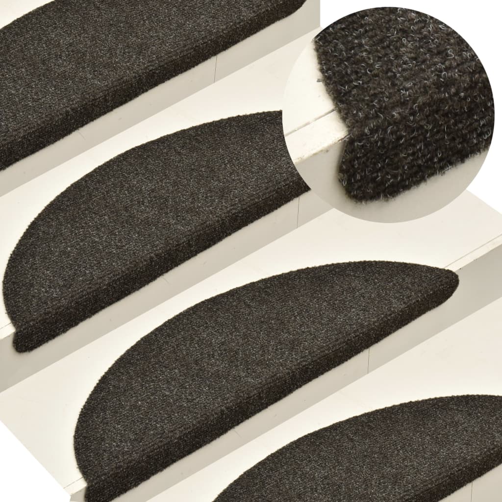 Vidaxl trapmatten zelfklevend 15 stuks 56x17x3 cm antraciet halfrond