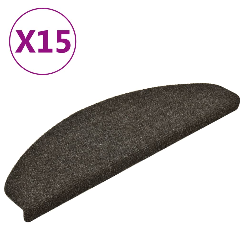 Vidaxl trapmatten zelfklevend 15 stuks 65x21x4 cm antraciet halfrond groot