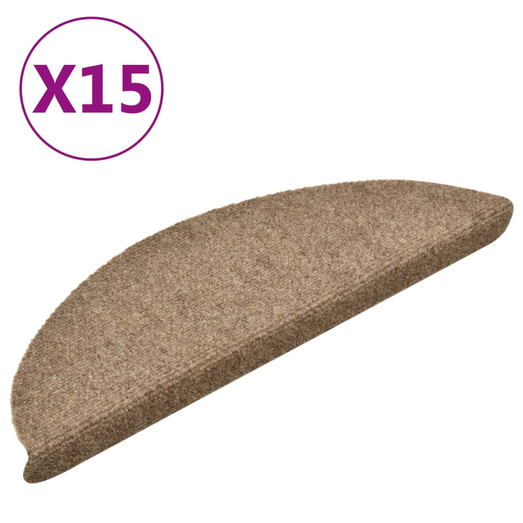 Vidaxl trapmatten zelfklevend 15 stuks 56x17x3 cm beige halfrond