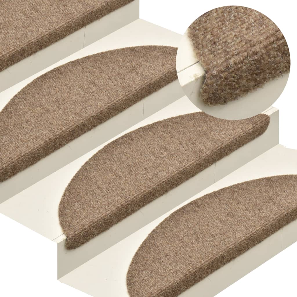 Vidaxl trapmatten zelfklevend 15 stuks 56x17x3 cm beige halfrond