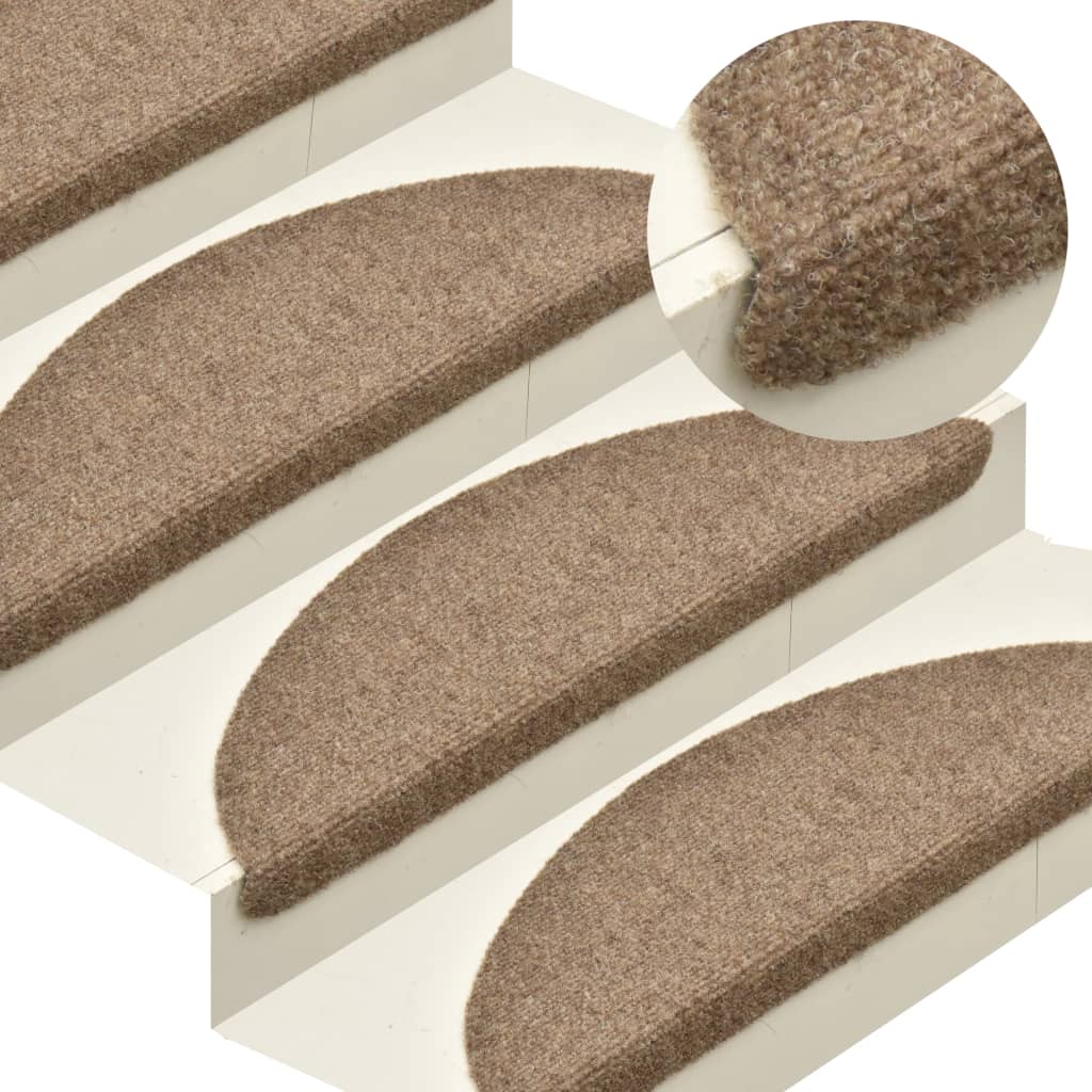 Vidaxl trapmatten zelfklevend 15 stuks 65x21x4 cm beige halfrond groot