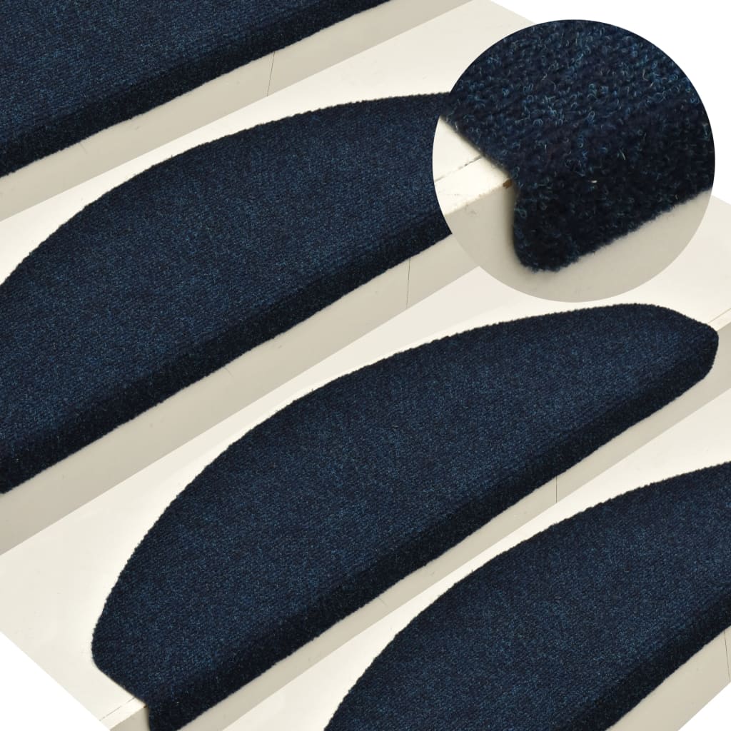 Vidaxl trapmatten zelfklevend 15 stuks 65x21x4 cm marineblauw halfrond groot