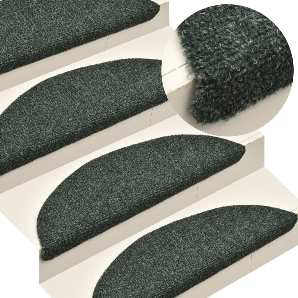 Vidaxl trapmatten zelfklevend 15 stuks 56x17x3 cm groen halfrond