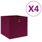Vidaxl opbergboxen 4 st 28x28x28 cm nonwoven stof donkerrood
