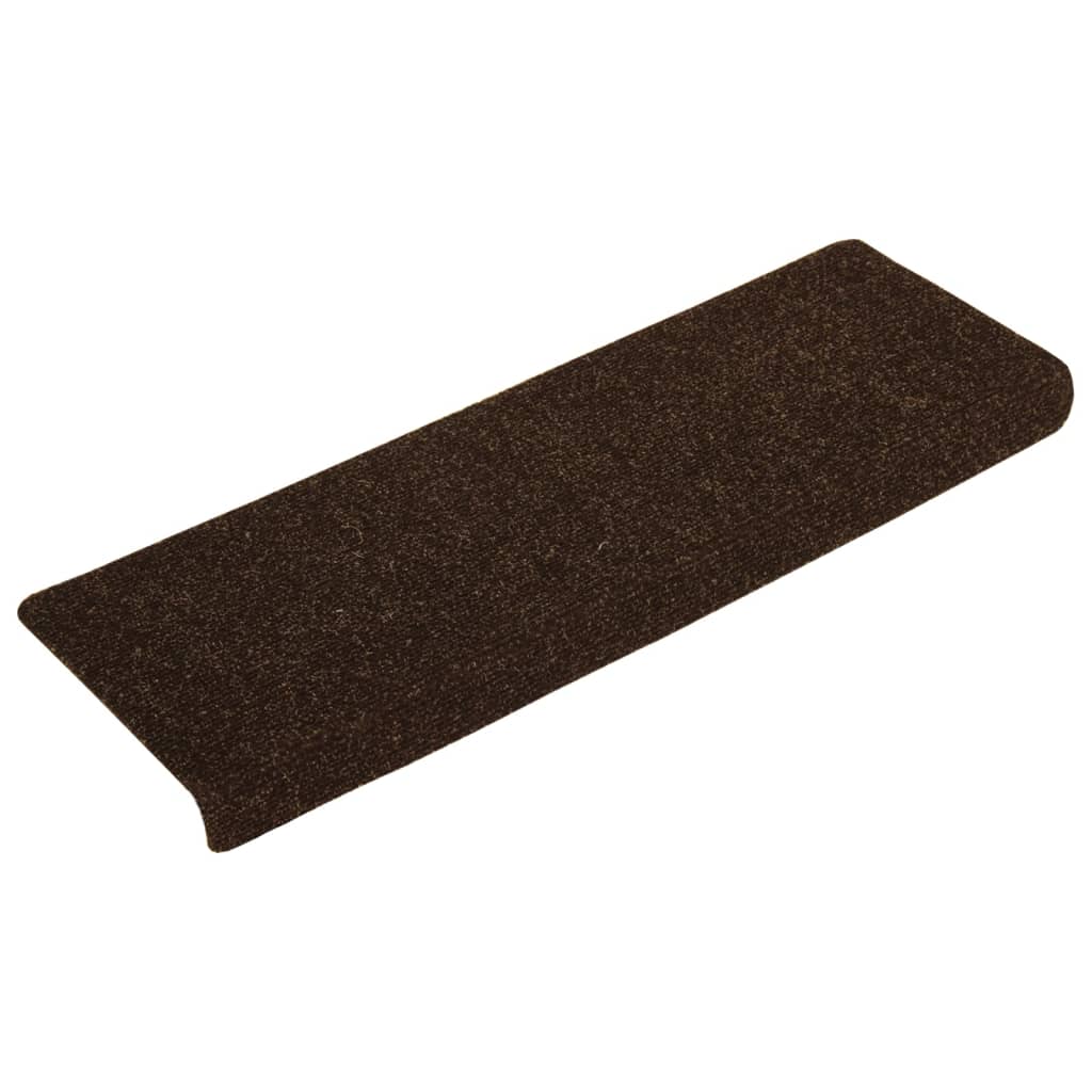 Vidaxl trapmatten zelfklevend 15 stuks 65x21x4 cm bruin rechthoekige rand