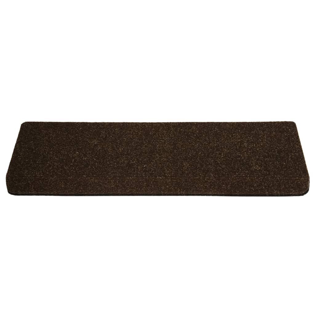 Vidaxl trapmatten zelfklevend 15 stuks 65x21x4 cm bruin rechthoekige rand