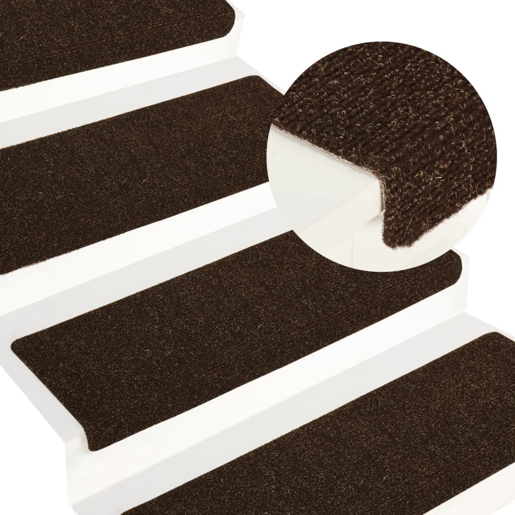 Vidaxl trapmatten zelfklevend 15 stuks 65x21x4 cm bruin rechthoekige rand