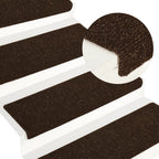 Vidaxl trapmatten zelfklevend 15 stuks 65x21x4 cm bruin rechthoekige rand