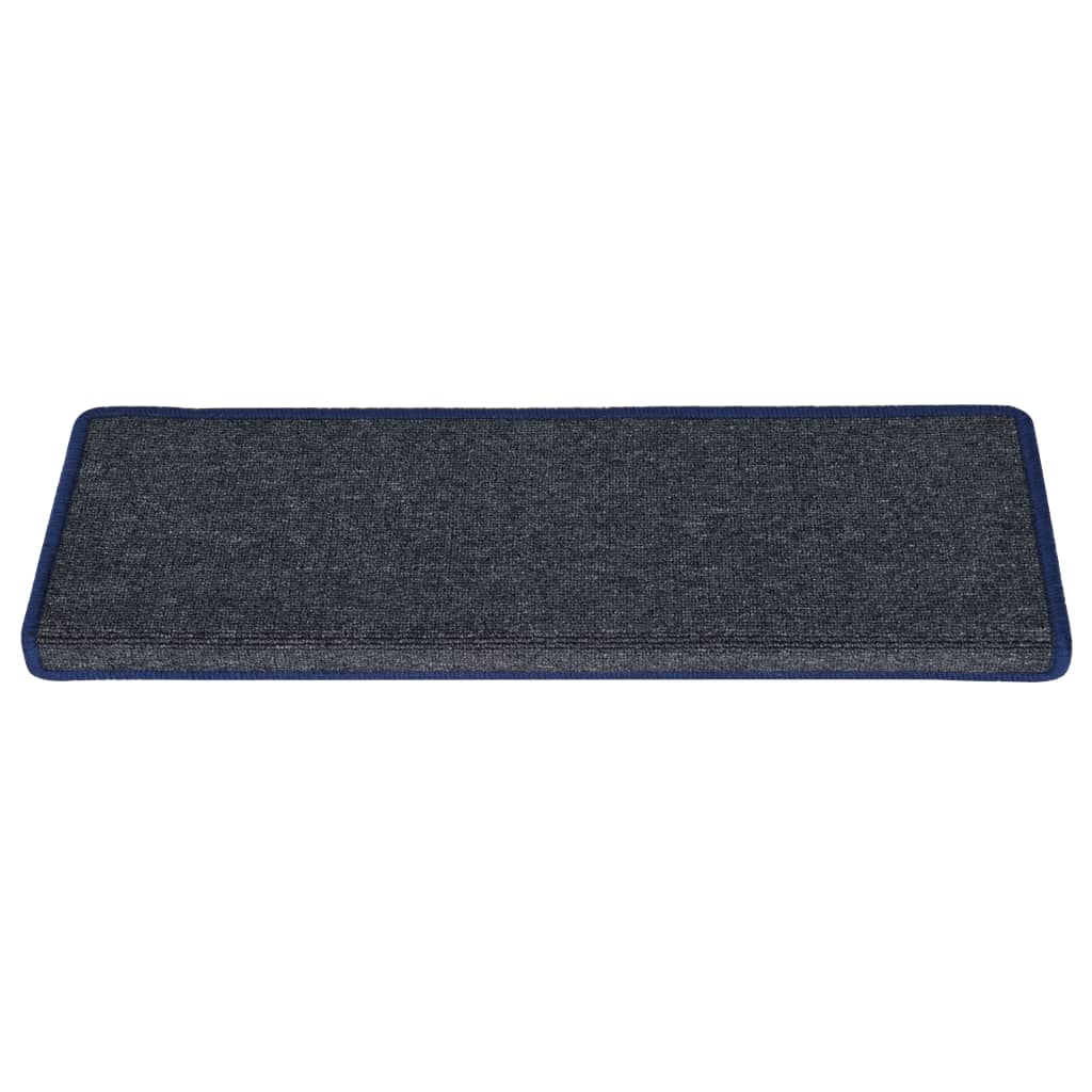 Vidaxl trapmatten 15 st 65x21x4 cm donkergrijs en blauw met rechthoekige rand