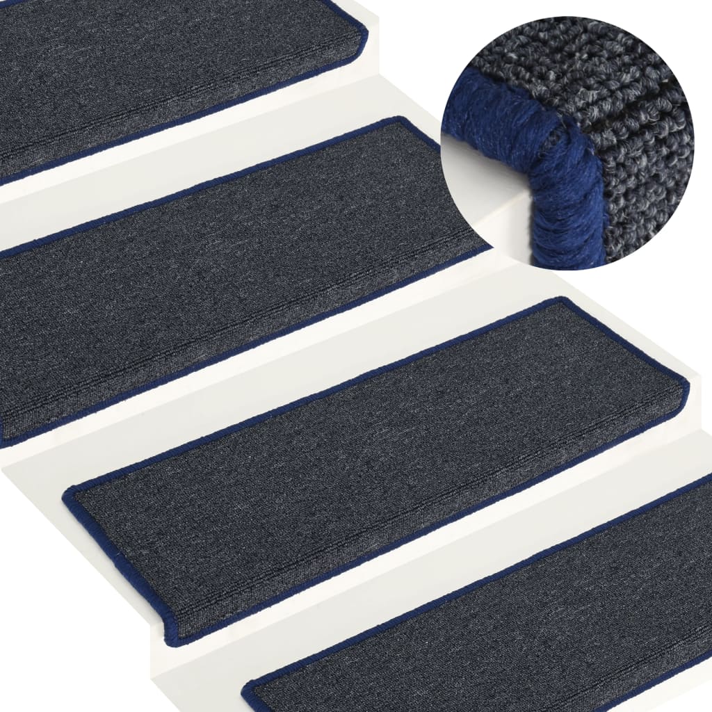 Vidaxl trapmatten 15 st 65x21x4 cm donkergrijs en blauw met rechthoekige rand