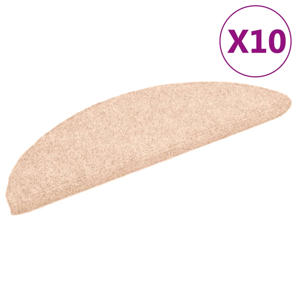 Vidaxl trapmatten zelfklevend 10 stuks 56x17x3 cm lichtbruin halfrond