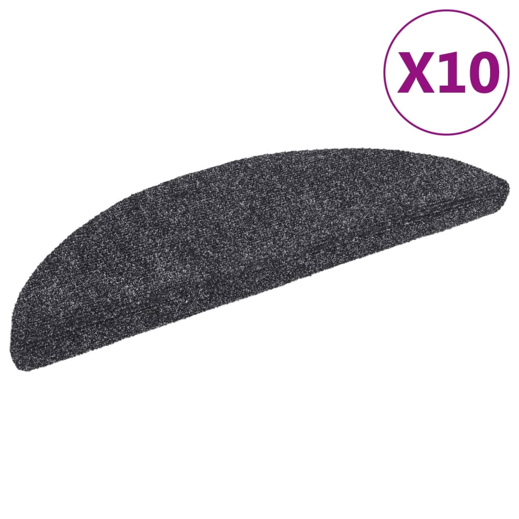 Vidaxl trapmatten zelfklevend 10 stuks 56x17x3 cm donkergrijs halfrond