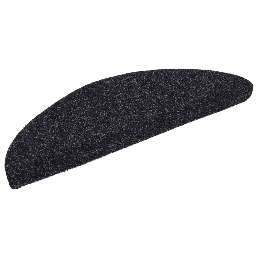 Vidaxl trapmatten zelfklevend 5 stuks 56x17x3 cm zwart halfrond