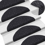 Vidaxl trapmatten zelfklevend 5 stuks 56x17x3 cm zwart halfrond