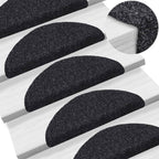 Vidaxl trapmatten zelfklevend 10 stuks 56x17x3 cm zwart halfrond