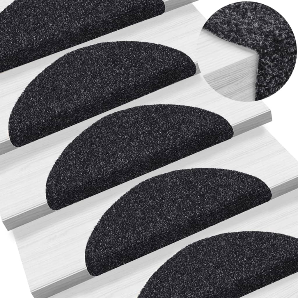 Vidaxl trapmatten zelfklevend 10 stuks 56x17x3 cm zwart halfrond