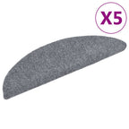 Vidaxl trapmatten zelfklevend 5 stuks 56x17x3 cm lichtgrijs halfrond