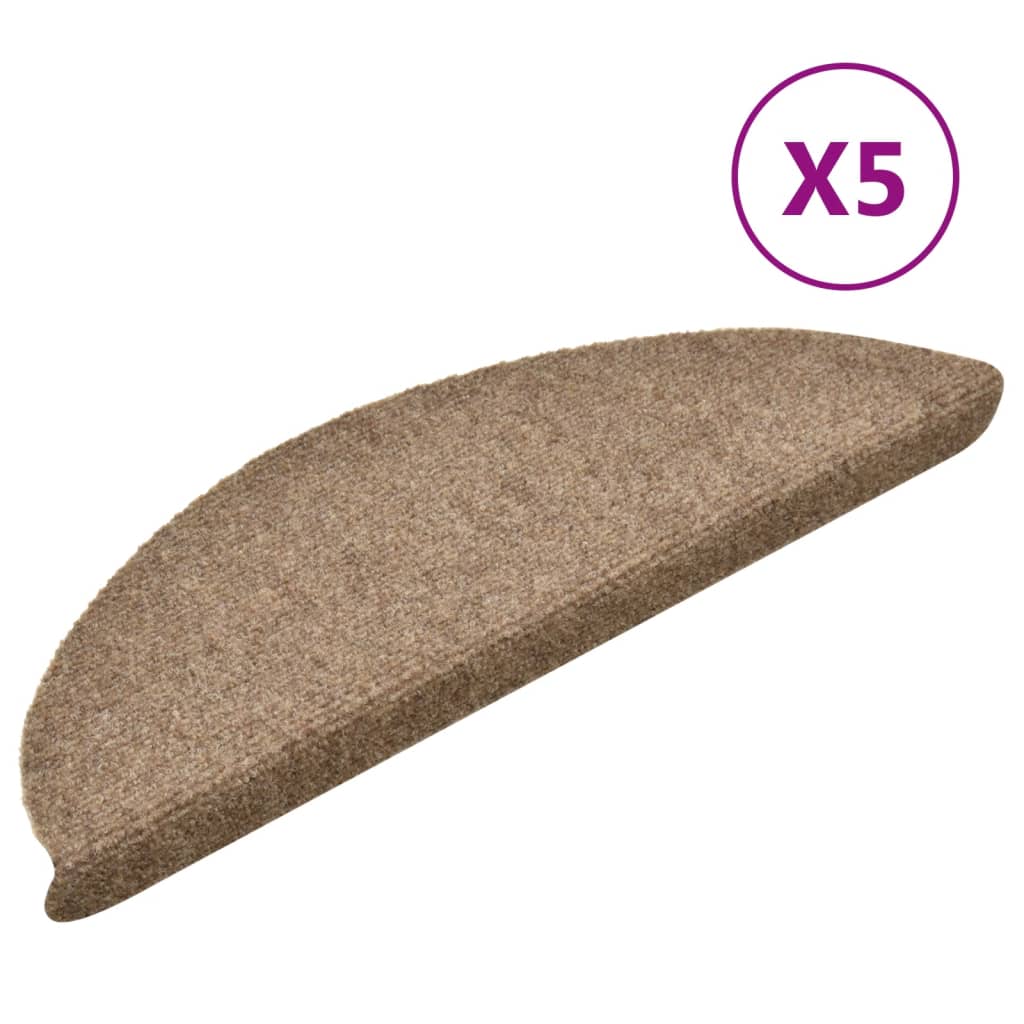 Vidaxl trapmatten zelfklevend 5 stuks 56x17x3 cm beige halfrond