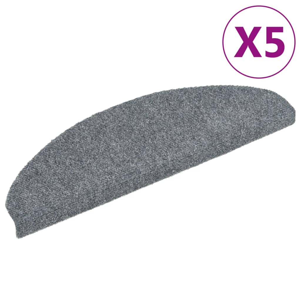 Vidaxl trapmatten zelfklevend 5 stuks 65x21x4 cm lichtgrijs halfrond groot