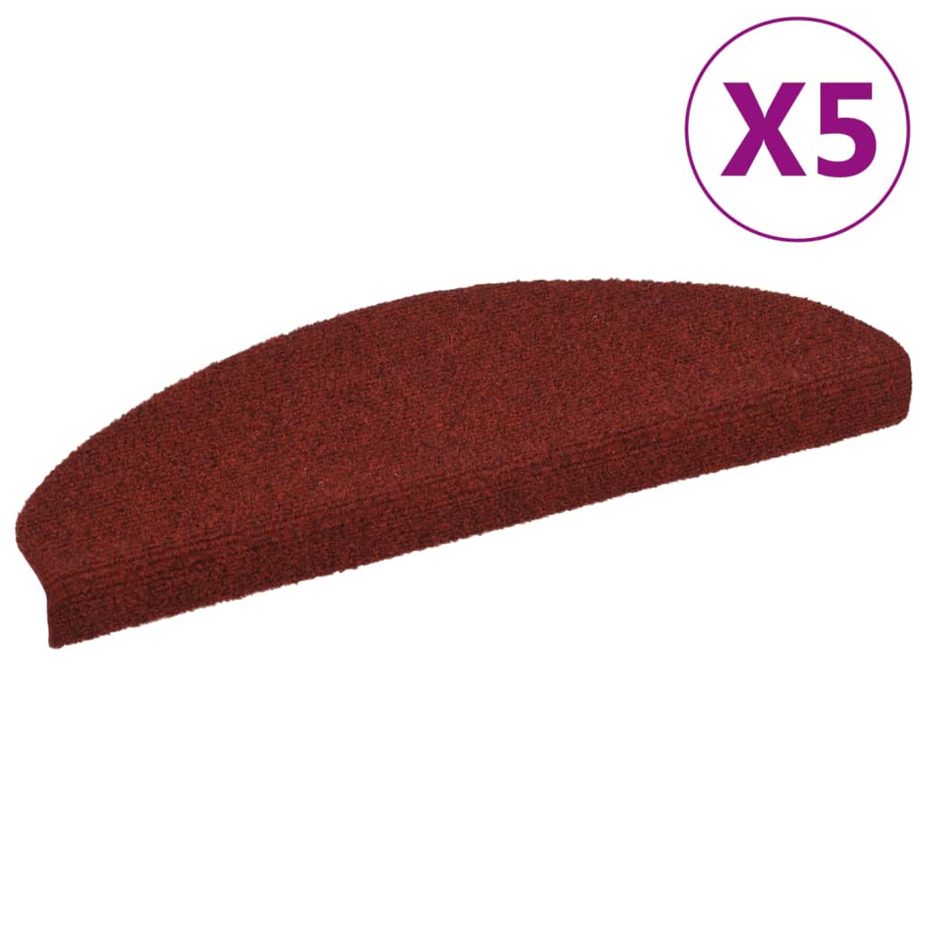 Vidaxl trapmatten zelfklevend 5 stuks 65x21x4 cm bordeaux rood halfrond groot