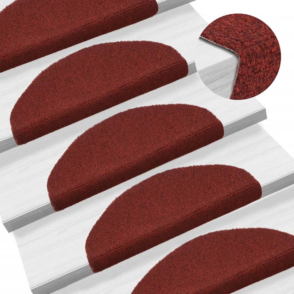 Vidaxl trapmatten zelfklevend 5 stuks 65x21x4 cm bordeaux rood halfrond groot